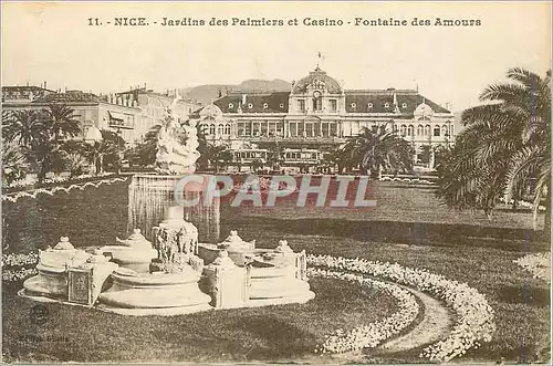 Cartes postales Nice Jardins des Palmiers et Casino Fontaine des Amours