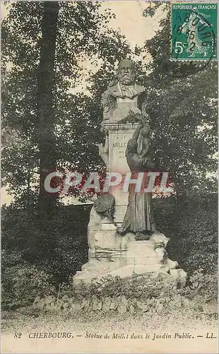 Cartes postales Cherbourg Statue de Millet dans le Jardin Public