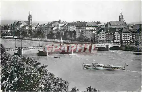 Moderne Karte Bale Pont du Milieu Bateau