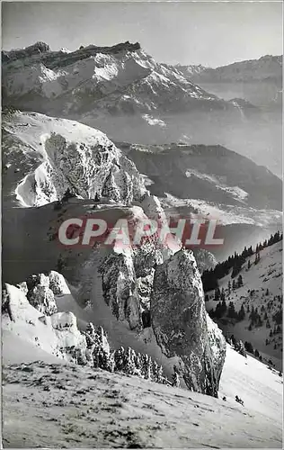 Moderne Karte Leysin Les Dent de Morcle vue de la Berneuse