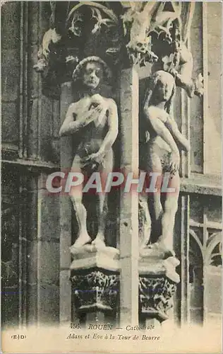 Ansichtskarte AK Rouen Cathedrale Adam et Eve a la Tour de Beurre