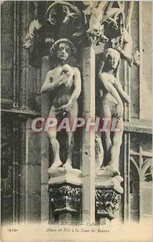 Cartes postales Rouen Cathedrale Adam et Eve a la Tour de Beurre
