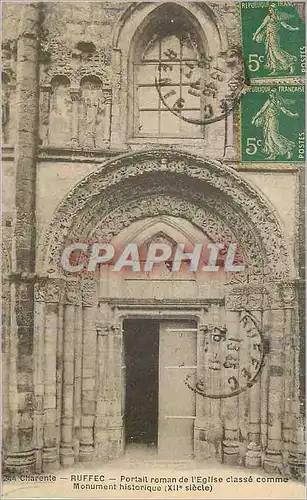 Cartes postales Charente Ruffec Portail Romain de l'Eglise Classe Comme Monument Historique (XIIe Siecle)