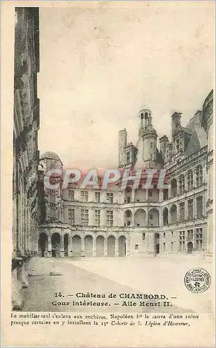 Cartes postales Chateau de Chambord Cour Interieure Aile Henri II
