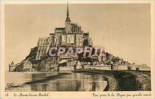 Ansichtskarte AK Le Mont Saint Michel Une prise de la Digue par Grande Maree