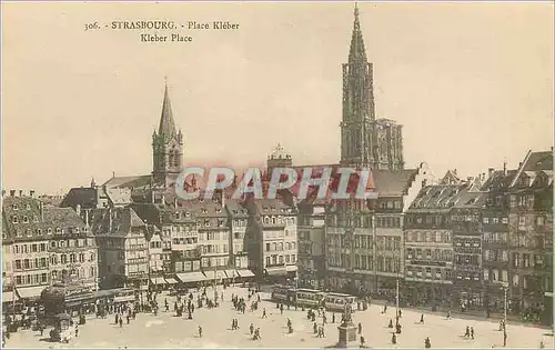 Ansichtskarte AK Strasbourg Place Kleber Tramway