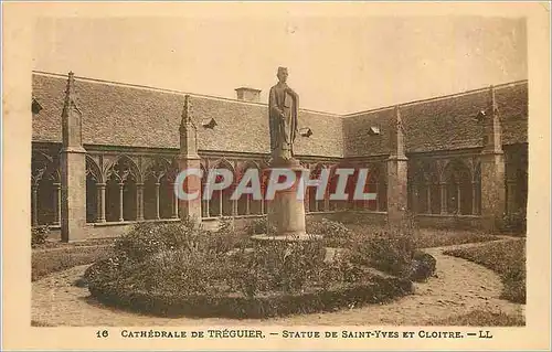 Cartes postales Cathedrale de Treguier Statue de Saint Yves et Cloitre