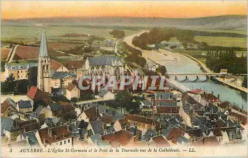 Cartes postales Auxerre L'Eglise St Germain et le Pont de la Tournelle vus de la Cathedrale