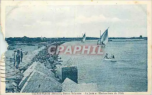 Cartes postales Valras Plage (Herault) Station Balneaire la Jetee et l'Embouchure de l'Orb Bateaux