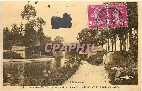 Cartes postales Ligny en Barrois Pont de la Herval Canal de la Marne au Rhin