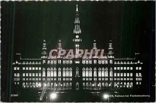 Cartes postales moderne Wien Rathaus Bei Fostbeleuchtung