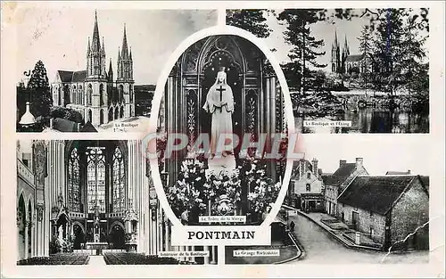 Cartes postales moderne Pontmain La basilique et l'etang La grange