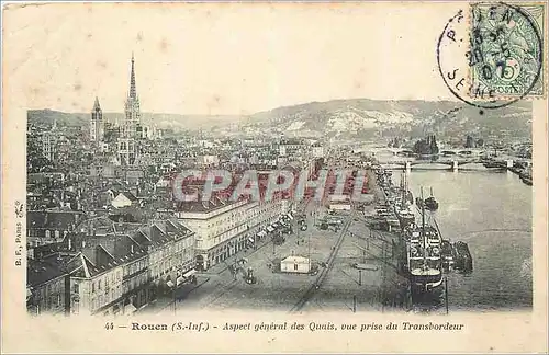 Cartes postales Rouen (S Inf) Aspect General des Quais vue prise du Transbordeur Bateaux