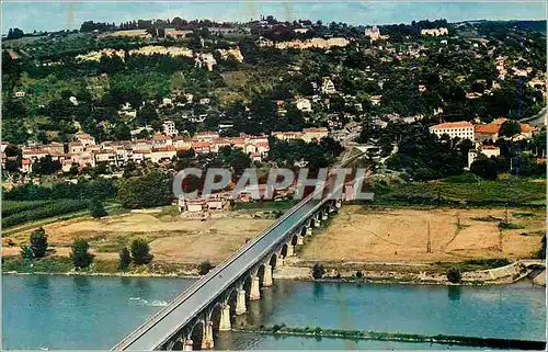 Moderne Karte Agen (Lot et Garonne) Vu du Ciel Le Pont Canal sur la Garonne et le Coteau de l'Ermitage