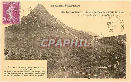 Cartes postales Le Puy Mary (1787 m) Le Cantal Pittoresque Le Pas de Peyrol (1552 m)