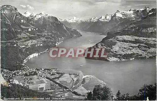 Moderne Karte Brunnen mit Vierwaldstattersee und Urneralpen