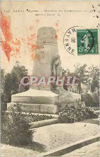 Cartes postales Laval (Mayenne) Monument des Combattants Morts a Laval Militaria