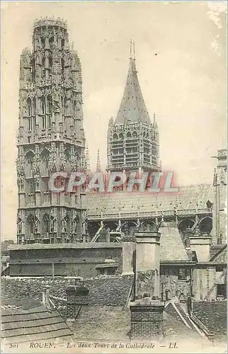 Cartes postales Rouen Les Deux Tours de la Cathedrale