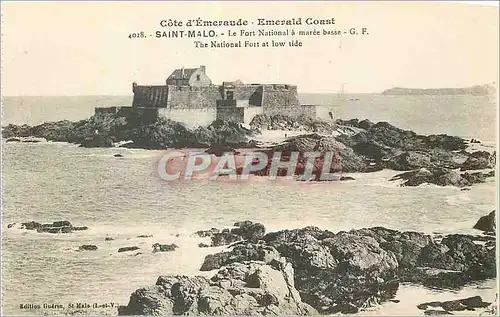 Ansichtskarte AK Saint Malo Cote d'Emeraude Le Fort National a Maree Basse