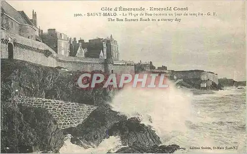 Cartes postales Saint Malo Cote d'Emeraude La Plage de Bon Secours un Jour de Tempete