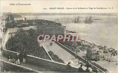 Ansichtskarte AK Saint Malo Cote d'Emeraude Square de la Hollande et Plage de Bon Secours