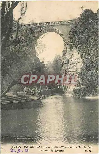 Cartes postales Paris (19e arrt) Bulles Chaumont Sur le Lac Le Pont de Briques