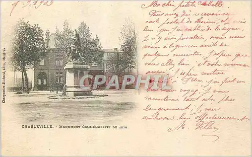 Cartes postales Charleville Monument Commemoratif de 1870 (carte 1900)