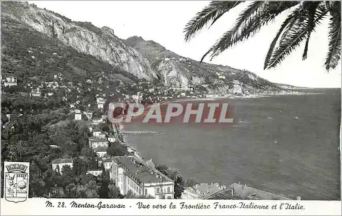 Moderne Karte Menton Garavan Vue vers la Frontiere Franco Italienne et l'Italie