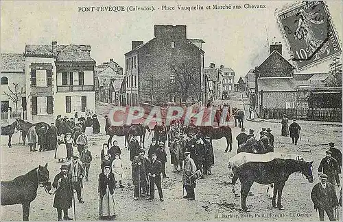 REPRO Pont l'Eeveque (Calvados) Place Vauquelin et Marche aux Chevaux