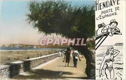 Moderne Karte Hendaye (Basses Pyrenees) La Promenade de la Plage Porte de l'Espagne