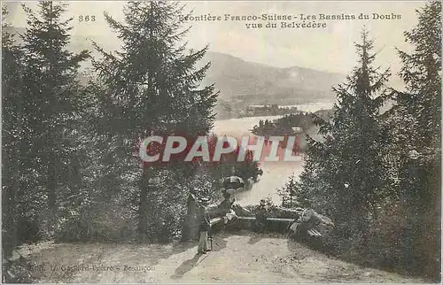 Cartes postales Les Bassins du Doubs Frontiere Franco Suisse vue du Belvedere