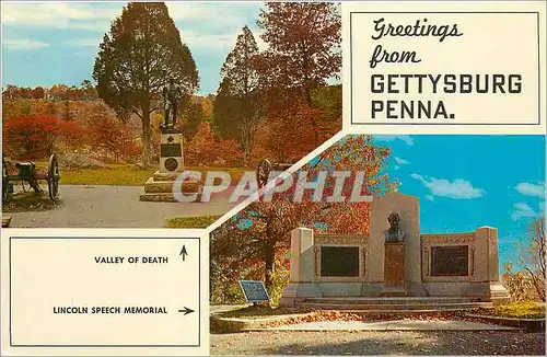 Cartes postales moderne Greetings from Gettysburg Penna The Lincoln Speech Memorial