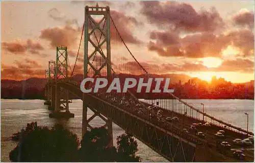 Moderne Karte San Francisco Oakland Bay Bridge at Sunset
