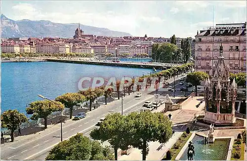 Moderne Karte Geneve Le Quai de Mont Blanc et la Ville