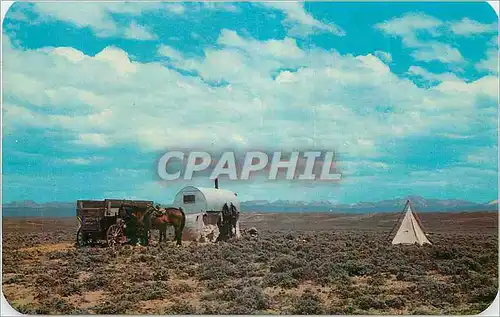 Cartes postales moderne Out on the Lane Prairie Sheep Herders Wagon out in the Wide Open Spaces