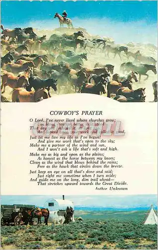 Cartes postales moderne Cowboy's Prayer O Lord I've never Lived where Churches Grow