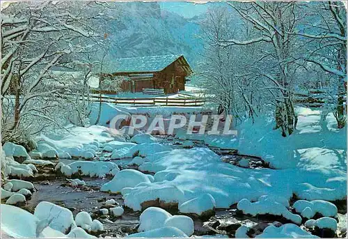Moderne Karte Am Verschneiten Bergbach Le Petit Ruisseau Enneige