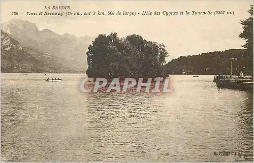 Cartes postales La Savoie Lac d'Annecy L'Ile des Cygnes et la Tournette (2357 m)