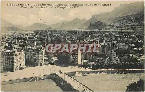 Cartes postales Grenoble Vue Generale Place de la Bastille et Cours St Andre
