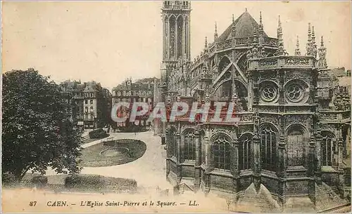 Cartes postales Caen L'Eglise Saint Pierre et le Square