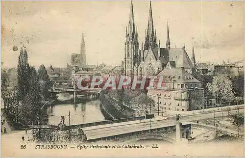 Cartes postales Strasbourg Eglise Protestante et la Cathedrale