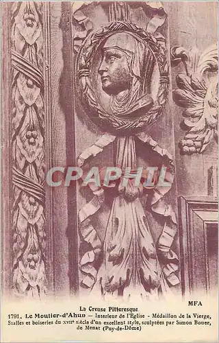 Cartes postales Le Moutier d'Ahun La Creuse Pittoresque Interieur de l'Eglise Medaillon de la Vierge