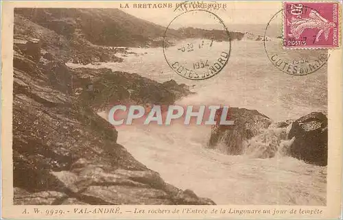 Cartes postales Val Andre La Bretagne Pittoresque Les Rochers de l'Entree de la Lingouare un Jour de Tempete