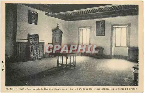 Cartes postales Dauphine Couvent de la Grande Chartreuse Salle a Manger du Prieur General