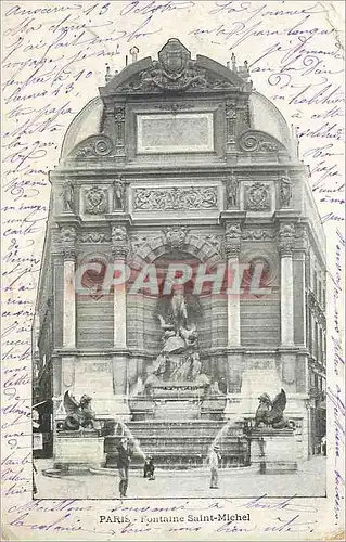 Cartes postales Paris Fontaine Saint Michel (carte 1900)