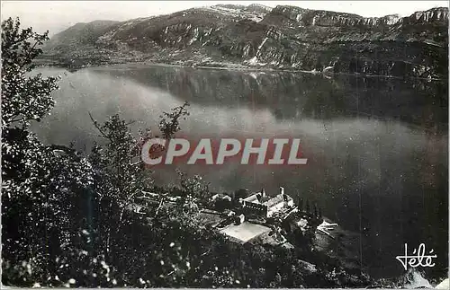 Moderne Karte Lac du Bourget et Abbaye d'Hautecombe vue Aerienne