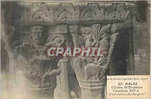 Cartes postales Arles Cloitre St Trophime Chapiteau XIIe S L'Adoration des Bergers