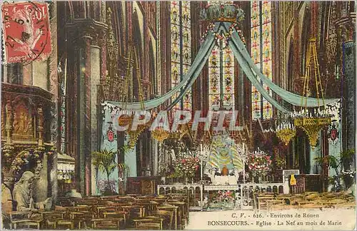Cartes postales Environs de Rouen Bonsecours Eglise La Nef au Mois de Marie