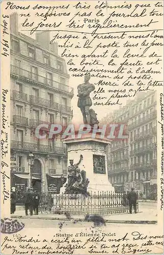 Ansichtskarte AK Paris Statue d'Etienne Dolet