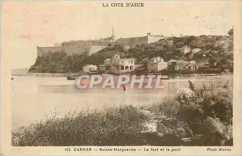 Ansichtskarte AK Cannes La Cote d'Azur Sainte Marguerite Le Fort et le Port